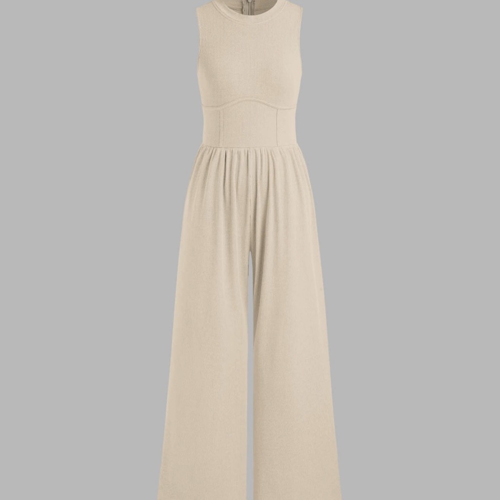 Cider Cream Jumpsuit with Wide-Leg Pants